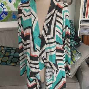 Flowy Cardigan Chevron Print L Rayon NWOT